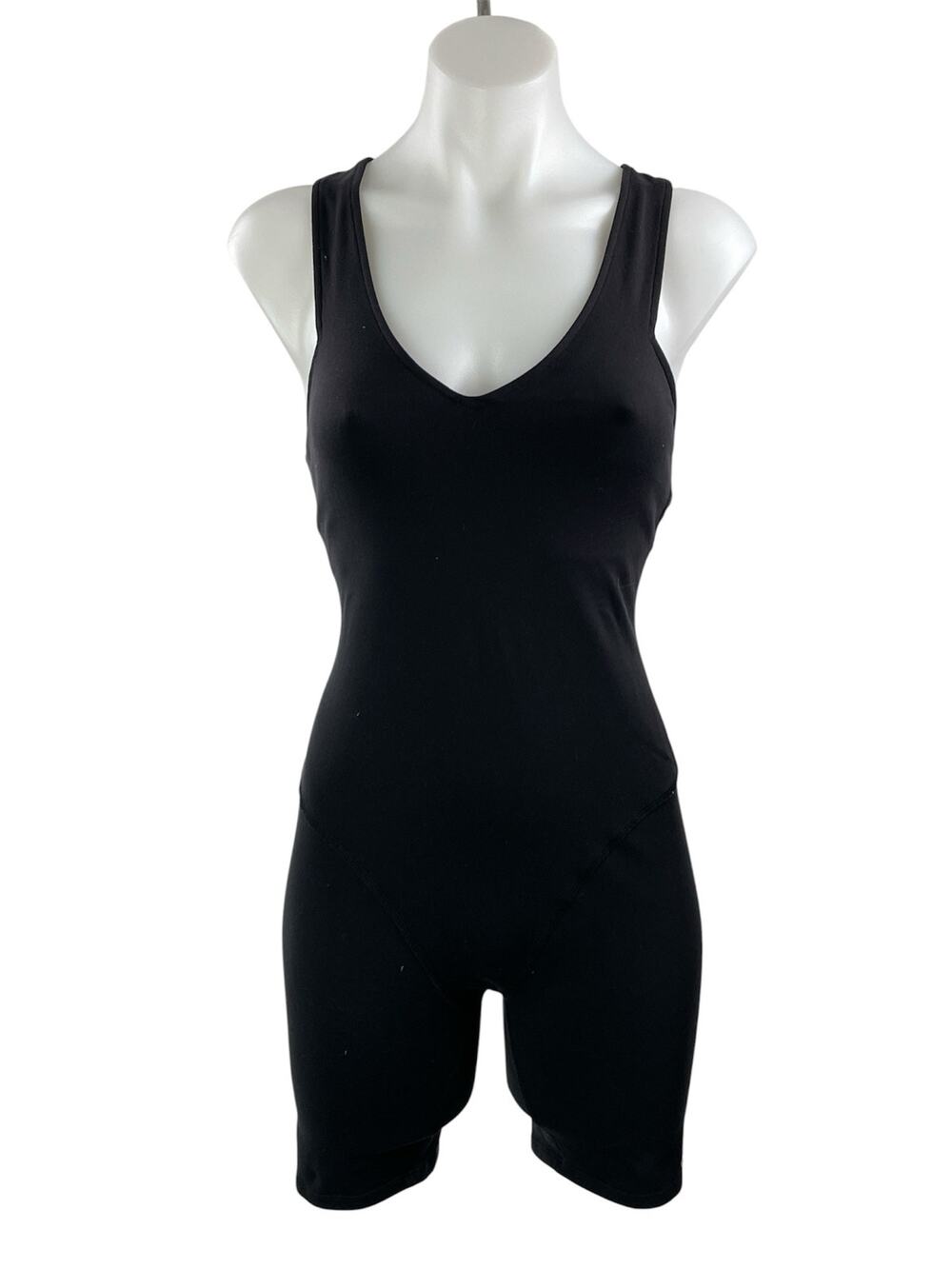 Alo Yoga Black Sleeveless Activewear Athletic Crossback V-neck Jumpsuit Romper S
